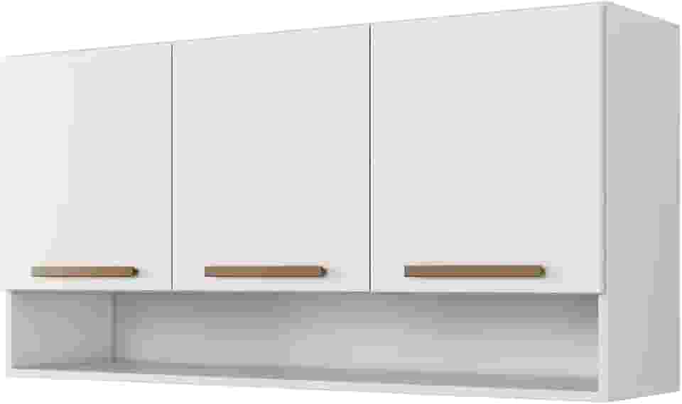 Armário Aéreo Suspenso Multiuso de Parede 3 Portas Plus (Branco)