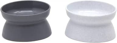 Kitty City, Tigela de comida elevada para gatos, alimentador para animais de estimação sem estress, Cinza, branco