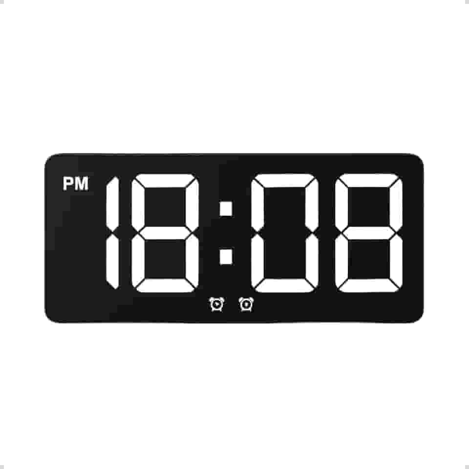Relógio de Mesa Digital LED, Design Minimalista, Display de Alta Visibilidade, Preto, 16cm x 5cm, Portátil