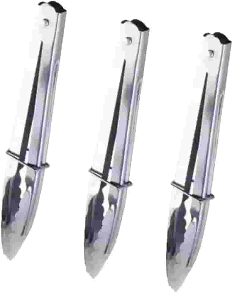 Kit 3 Pegadores Culinários Aço Inoxidável 100% 17cm Pinça Profissional Multiuso Premium para Salada Churrasco Grelhados Frituras e Air Fryer Resistente Durável e Fácil de Limpar