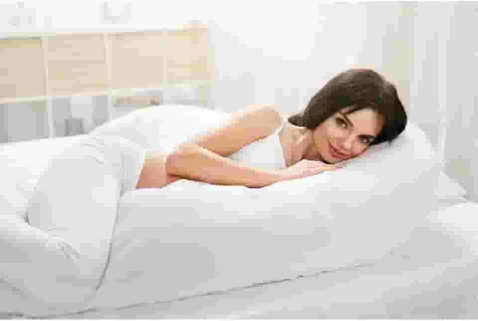 Travesseiro de Corpo King Xuxão Chuchão Abraço Toque de Pluma Pena 150x50cm Inodoro, Antialérgico Branco