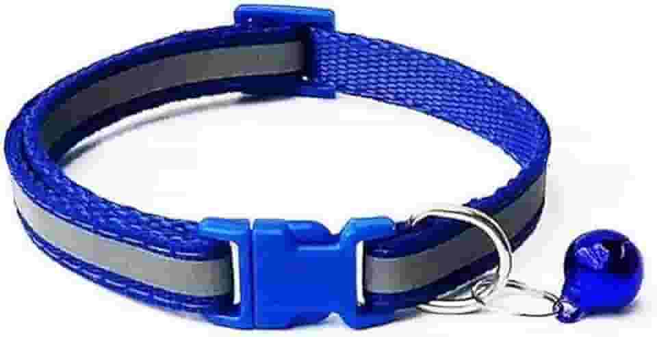 Coleira Refletora De Nylon com Guizo para Gatos e Cachorros pequeno porte, Ajustável Para Animais De Estimação, COR AZUL,12-16cm