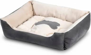 Cama Para Cachorro e Gato Macia Confortável Retangular Lavável Antiderrapante com Almofada – Ideal Para Pets Pequenos Médios e Grandes (Cinza, Pequeno)