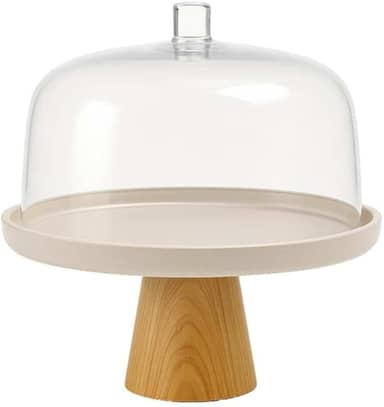 Ou Boleira com Pé e Cúpula 25cm Bege Linha Lume