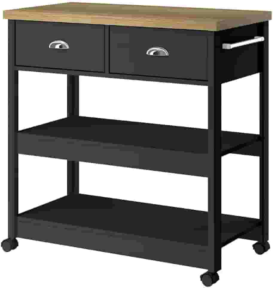 Aparador Carrinho Chá Ditália 2 Gavetas Preto Ba-135