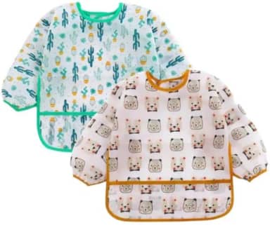 Babador manga longa BLW Kit 2Unds - Cactus e Urso