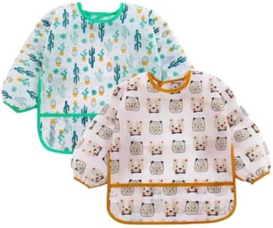 Babador manga longa BLW Kit 2Unds - Cactus e Urso