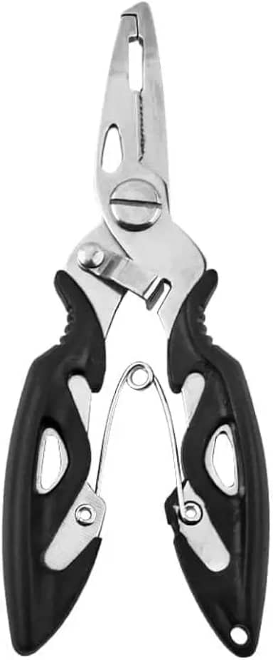 Alicate de pesca dobrado de aço inoxidável, com alça antiderrapante, ferramenta para pesca em água salgada/doce e uso ao ar livre