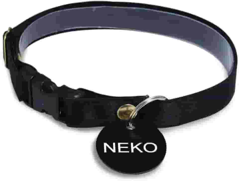 Coleira personalizada com nome e telefone Gatos PETS (Preto, Filhote (14 cm a 24 cm))