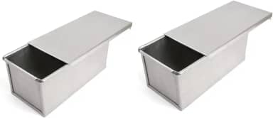 Forma para Pão de Forma Baby em alumínio com tampa - larg. 10 x Compr. 21,5 x Alt. 9cm - Kit com 2 formas