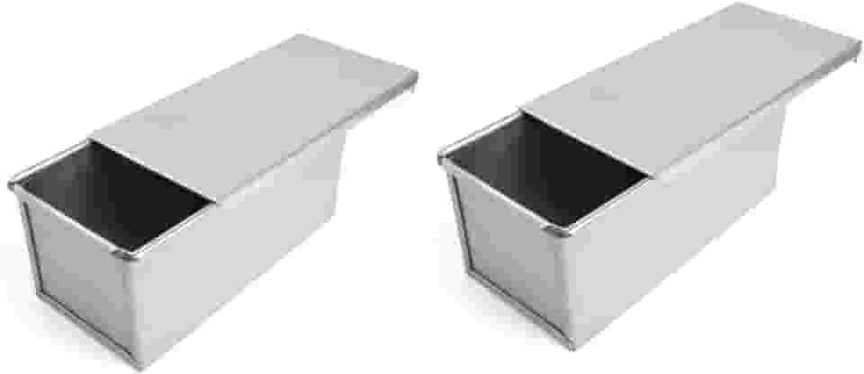 Forma para Pão de Forma Baby em alumínio com tampa - larg. 10 x Compr. 21,5 x Alt. 9cm - Kit com 2 formas