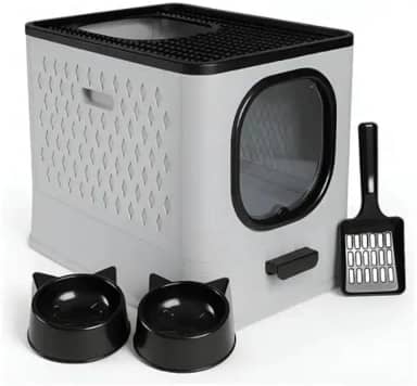 Caixa De Areia Fechada Sandbox Premium Cinza Para Gatos Jelplast Completa