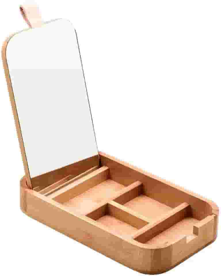 Oikos - Porta Joias de Bambu com Espelho Médio