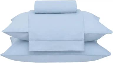 Buddemeyer Jogo de Cama Casal Percal 180 Fios Basic Percalle 100% Algodão Fio Penteado Azul 4 peças