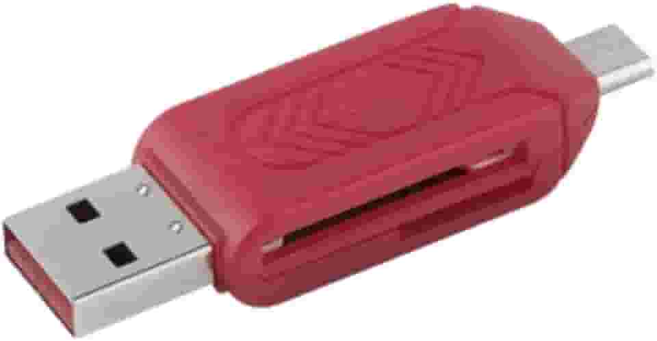 Leitor De Cartão De Memória Adaptador OTG USB Notebook Computador Micro USB Tablet Celular Arquivos De Cartão SD Micro SD Portátil Plug And Play LINHA PREMIUM DUPIN (Vermelho)