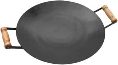Disco de Arado Tacho Chapa de Aço 40 cm Panela Multiuso Cozimento Para Churrasco Cabo de Madeira