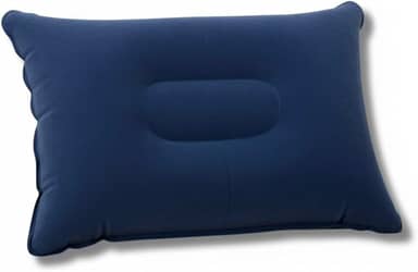 Kit Travesseiro Azul Inflável 50X35cm + Bomba de Ar 17 cm