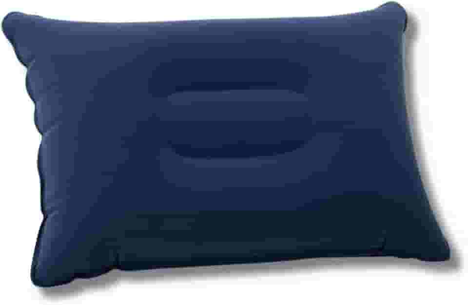 Kit Travesseiro Azul Inflável 50X35cm + Bomba de Ar 17 cm