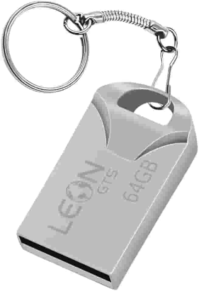 Pendrive 64GB USB 2.0 Metálico - Compacto Portátil Armazenamento Seguro Alta Velocidade Transferência de Dados Plug Play para PC Notebook Rápida Leve Resistente Prateado Chaveiro Pen Drive Sem Tampa