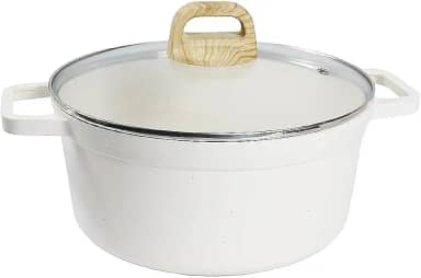 Panela antiaderente para sopa, sem revestimento, com rápida condução de calor, adequada para fogões a gás e fogões de indução. (Branco)