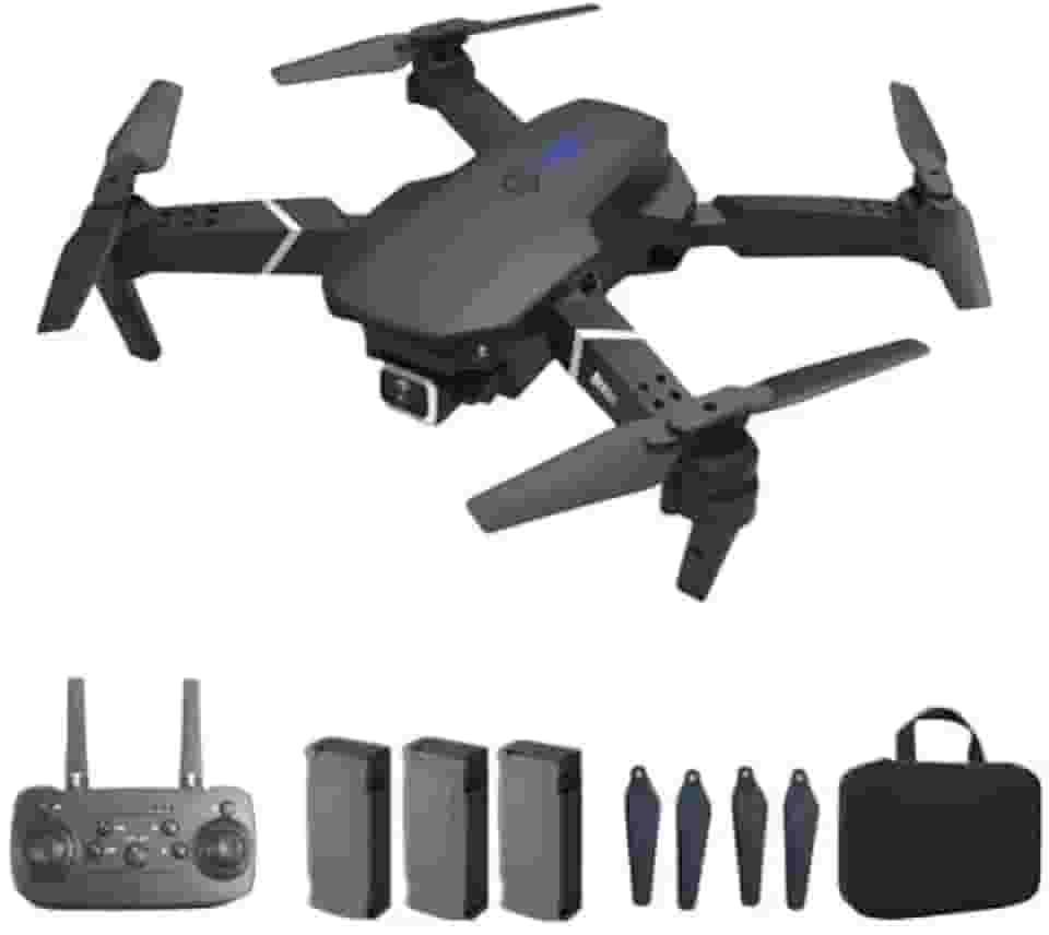Drone 4u2Buy modelo E88 Pro com Câmera 4K Wi-Fi FPV, Controle Remoto, Hélices extras, 3 Baterias de 1800mAh – Até 60 minutos de voo total (20 min cada), com carregamento rápido em 90 minutos., Bolsa de Transporte, Brinquedo, Educativo Dobrável, Ideal para crianças e iniciantes