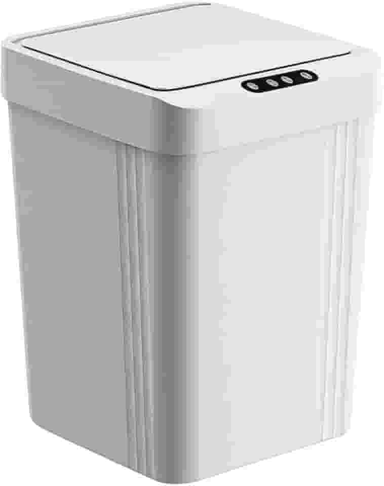 Lixeira Automática Inteligente Com Sensor De Abertura 13L para Banheiro Cozinha Quarto Sala Escritório Moderna e Compacta Design Premium (Branco)