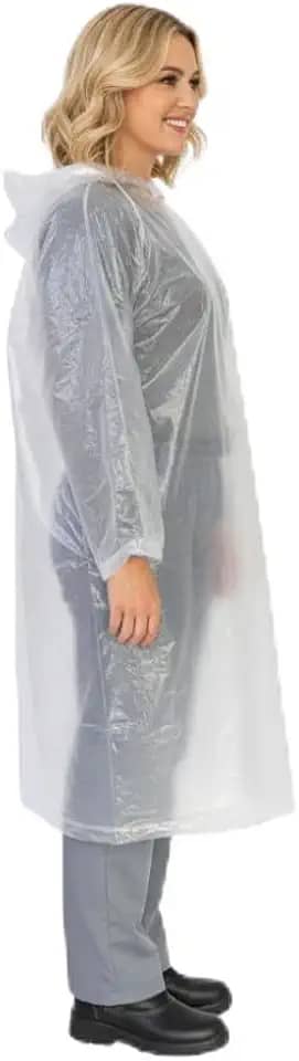 Capa de Chuva EVA Adulto Unissex Com Capuz Impermeável Transparente e Botões Reutilizável Poncho Ideal Para Passeio Festas Shows