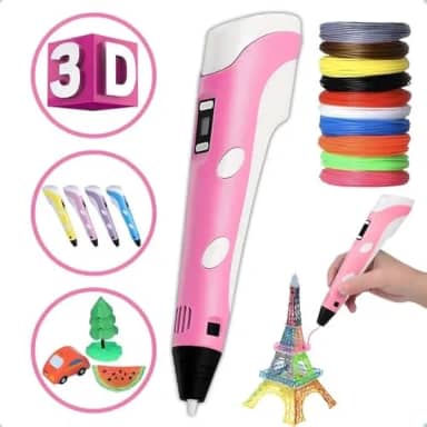 Caneta 3D com Display LED, Impressora 3D Portátil Infantil, Kit Criativo com Filamentos Coloridos