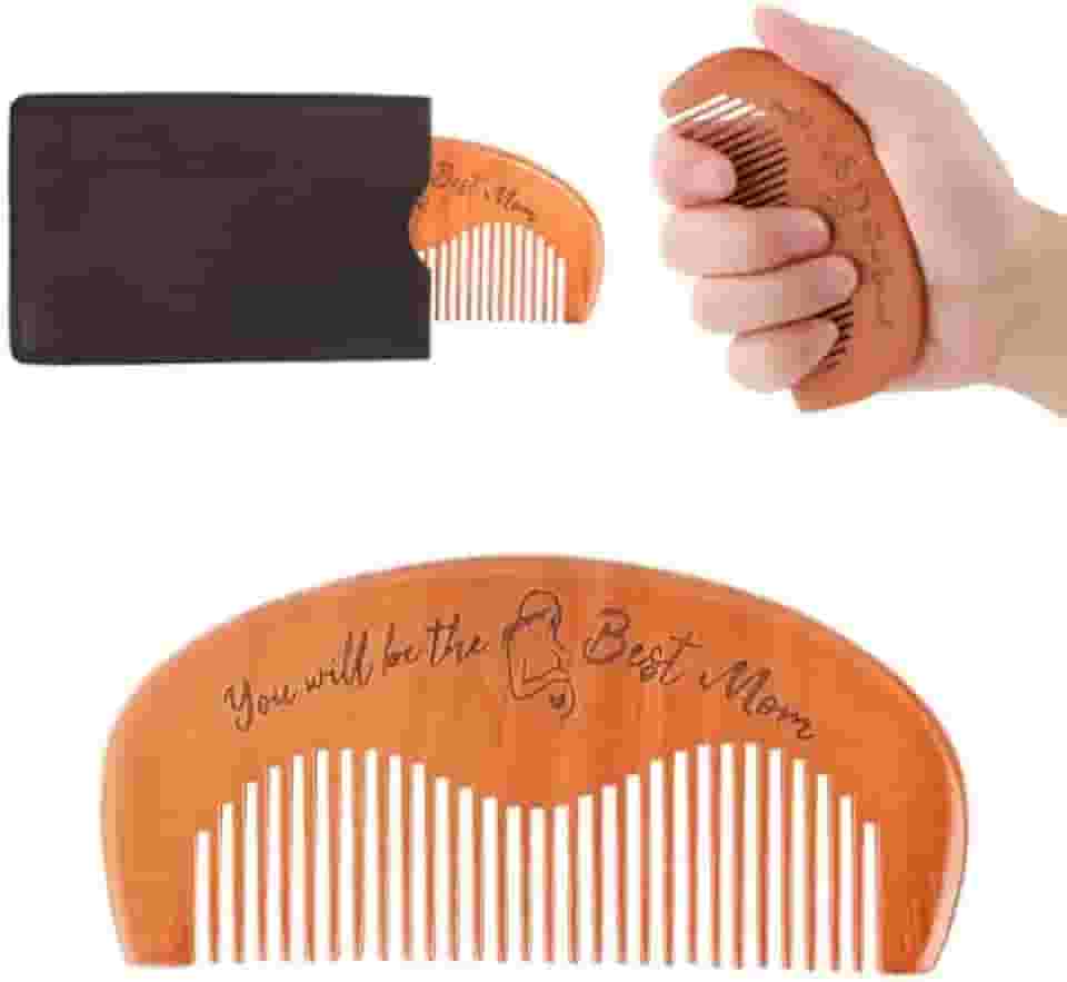 Pente de parto para dor de parto, pente de parto de madeira com estojo de madeira gravada pente de parto sem dores pentes de parto primeira vez mãe essencial presente para mulheres grávidas