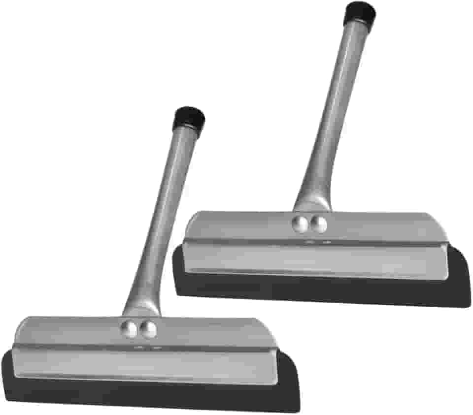 2 Rodinhos de Pia em Alumínio Reforçado com Borracha Preta Multiuso para Limpeza de Cozinha, Banheiro, Box de Vidro, Espelho e Azulejos – Rodo Pequeno Premium, Resistente e Anticorrosivo