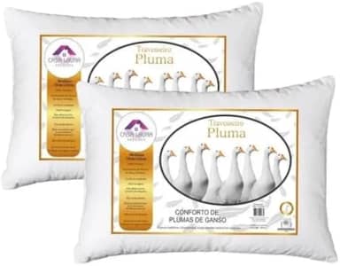 Kit 2 Travesseiros de Pluma de Ganso, 60x40cm, Branco