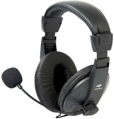 Headset C3Tech PH-60BK Voice ComFort Preto - Com Microfone Integrado Controlador de Volume no Cabo Conexão P2 Microfone com Haste Flexível Impedância de 32Ohms Áudio Stereo, Médio