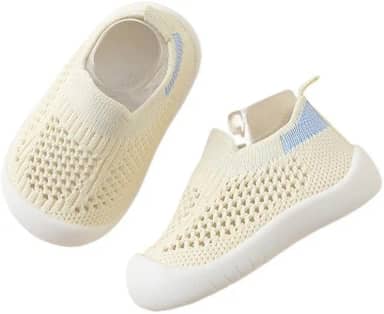 Tênis Sapatinho Meia Infantil Antiderrapante para Primeiros Passos, Bebê 0-36 Meses, Malha Flexível, Ultra Leve 28g, Unissex, Cinza, Azul, Rosa ou Amarelo