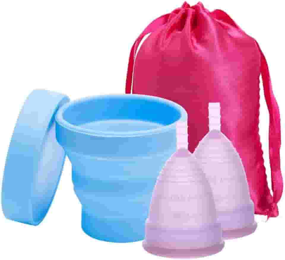 Kit 2 Copos Coletor Menstrual FURUIZE Tamanho L (médio) e S (Pequeno) + 1 Copo Esterilizador .