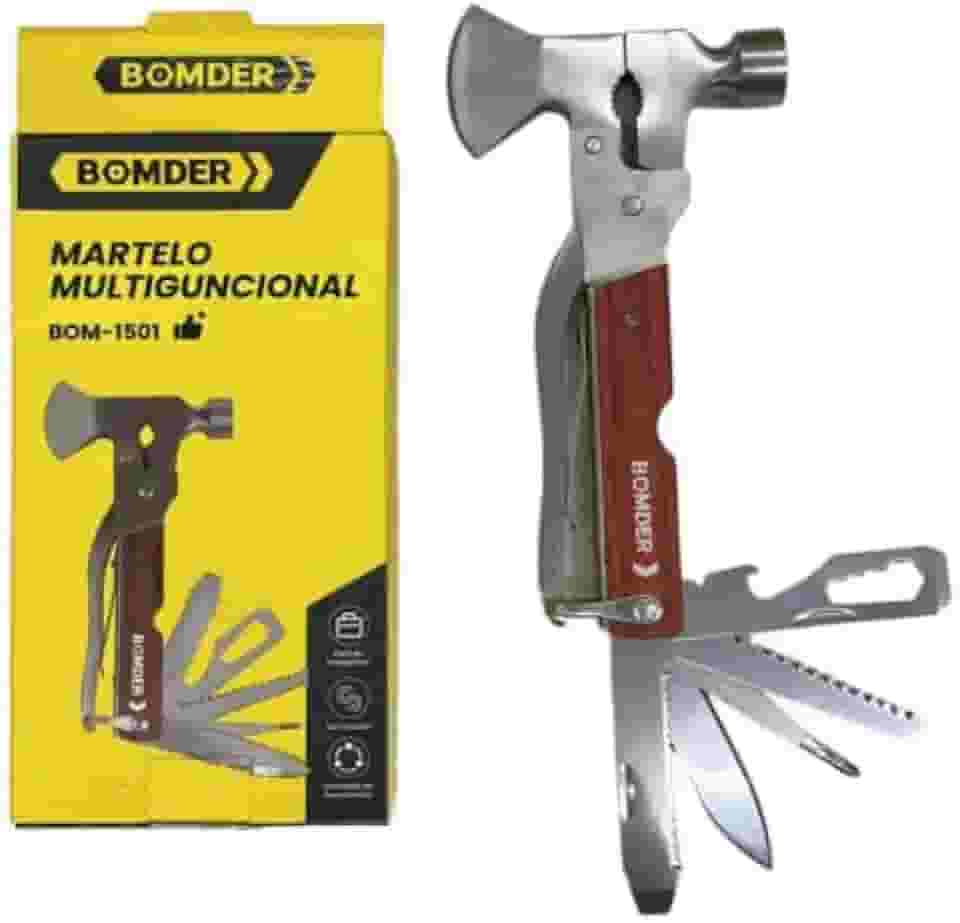 Kit Sobrevivência machadinha 13 em 1 Aço inox | Martelo tatico multifuncional pesca camping