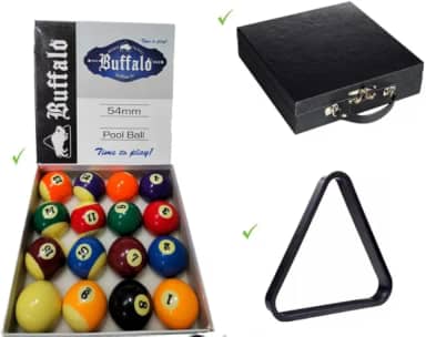Jogo De Bolas Buffalo Sinuca Bilhar Snooker Brillhante Faixadas 54mm + Estojo Preto + Triângulo