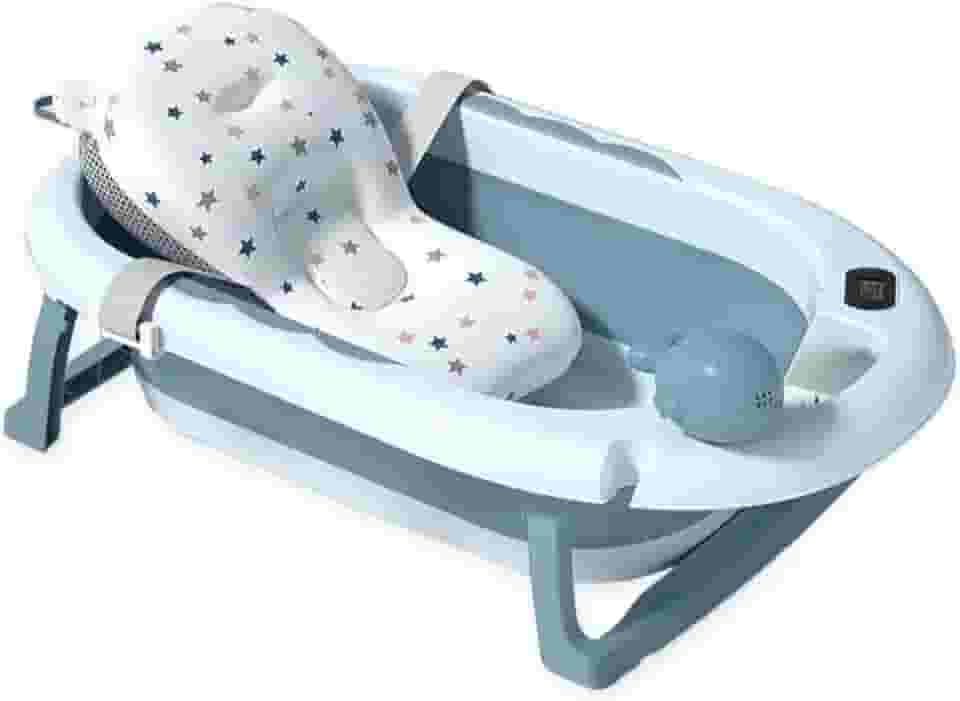 Banheira para bebê Retratil, Portatil com Termômetro Digital, Almofada, e Brinquedo