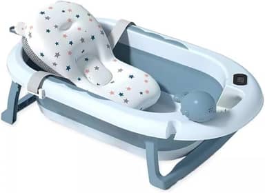 Banheira para bebê Retratil, Portatil com Termômetro Digital, Almofada, e Brinquedo