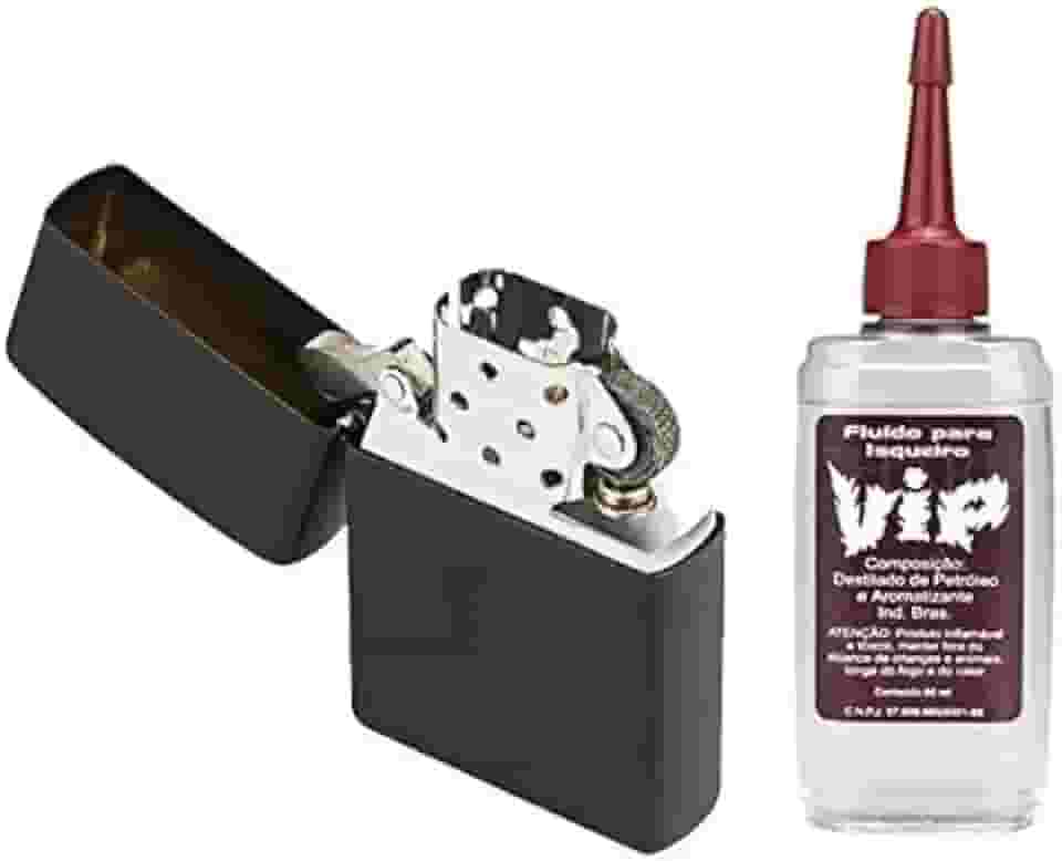 Isqueiro em metal Recarregável + Fluído (preto)