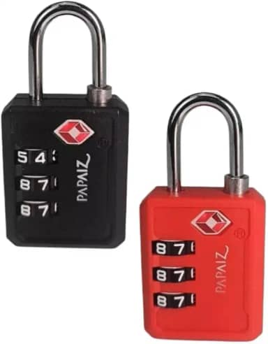 Kit 2 Cadeados TSA 30PL com Senha de 3 Dígitos para Mala – Preto e Vermelho