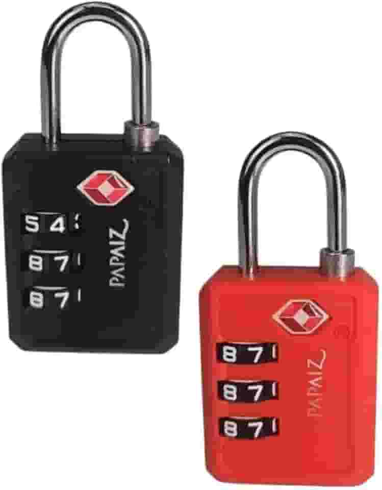 Kit 2 Cadeados TSA 30PL com Senha de 3 Dígitos para Mala – Preto e Vermelho