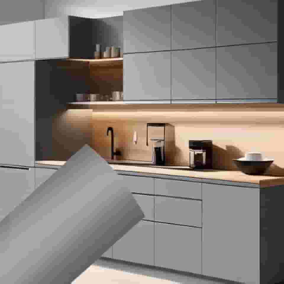 Adesivo Vinil Autoadesivo, Cinza Claro Fosco, para móveis, Película Decorativa para Envelopamento de Armários, Mesa, Eletrodomésticos, Papel de Parede (50 CM X 2 METROS)