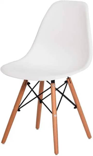 Cadeira Charles Eames Eiffel Branca - Design Icônico com Base de Madeira e Conforto Escritex