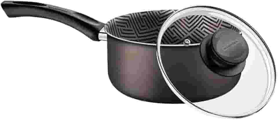 Panela Tramontina Paris em Alumínio com Revestimento Interno e Externo em Antiaderente Starflon Max Chumbo com Tampa de Vidro 16 cm 1,5 L