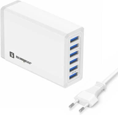 Carregador Celular Rapido 6 Portas Saidas USB Multiplo 10A modelo SX-F4 marca Sumexr (Branco)