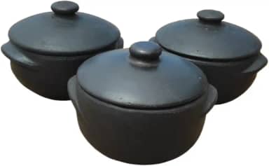 Jogo de Panela de Barro Capixaba 03 Unidades 1500ml - Fogão a Lenha e Gás