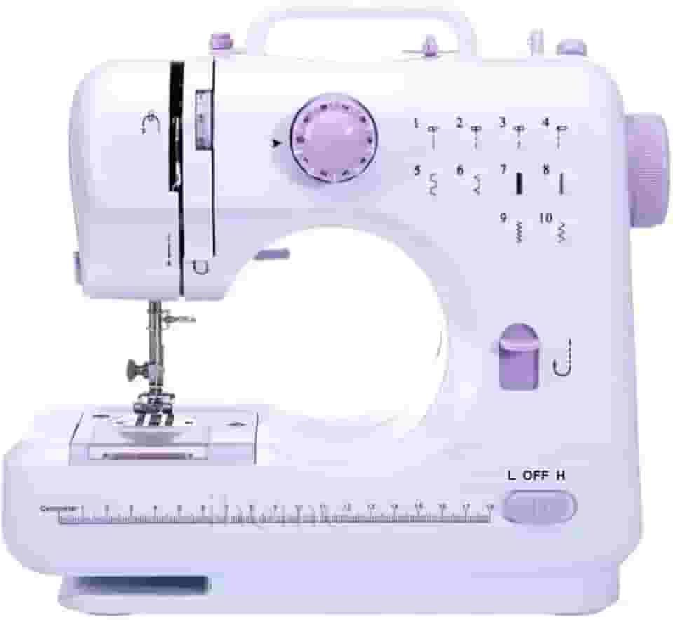 Mini Máquina de Costura Portátil Pequena Bivolt com 12 Pontos Ajustáveis Luz LED, Cortador de Linha Enrolador de Bobina e Controle de Velocidade Reparos e Costura Criativa em Tecidos Leves e Médios