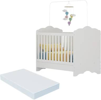 Berço Americano 3 em 1 com Colchão Incluso Nuvem Multimóveis MP4385 (Branco)