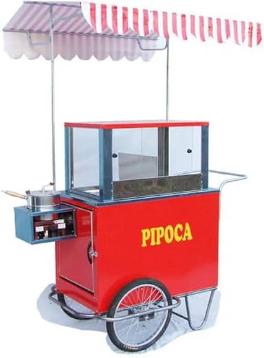 Carrinho de Pipoca Doce e Salgada Abertura Lateral Rodas Aro 20 Mod 4296