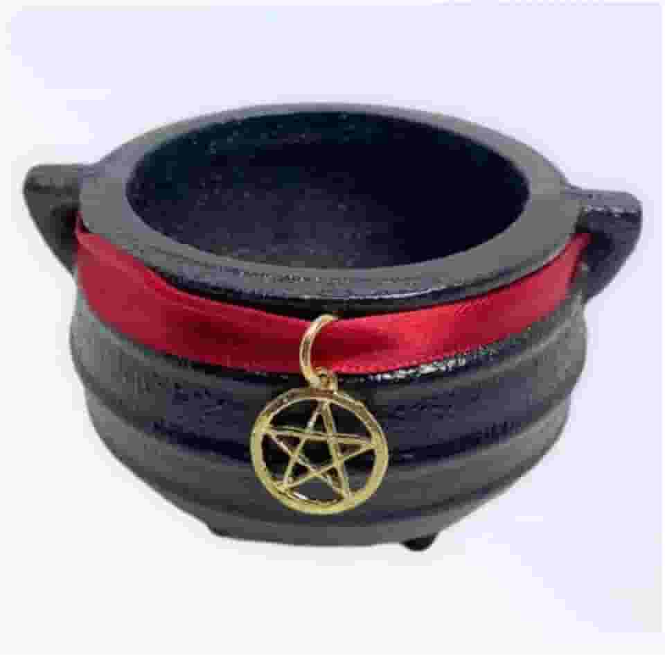 Caldeirão Tripé em Ferro Fundido Com Alça Sem Tampa Pentagrama 100 ml